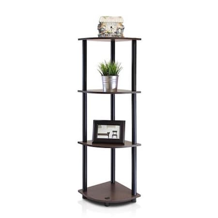 Furinno Furinno Turn-N-Tube 4-Tier Corner Display Rack Multipurpose Shelving Unit; Dark Brown Grain & Black - 43.5 x 11.6 x 11.6 in. 12078DB-WG/BK